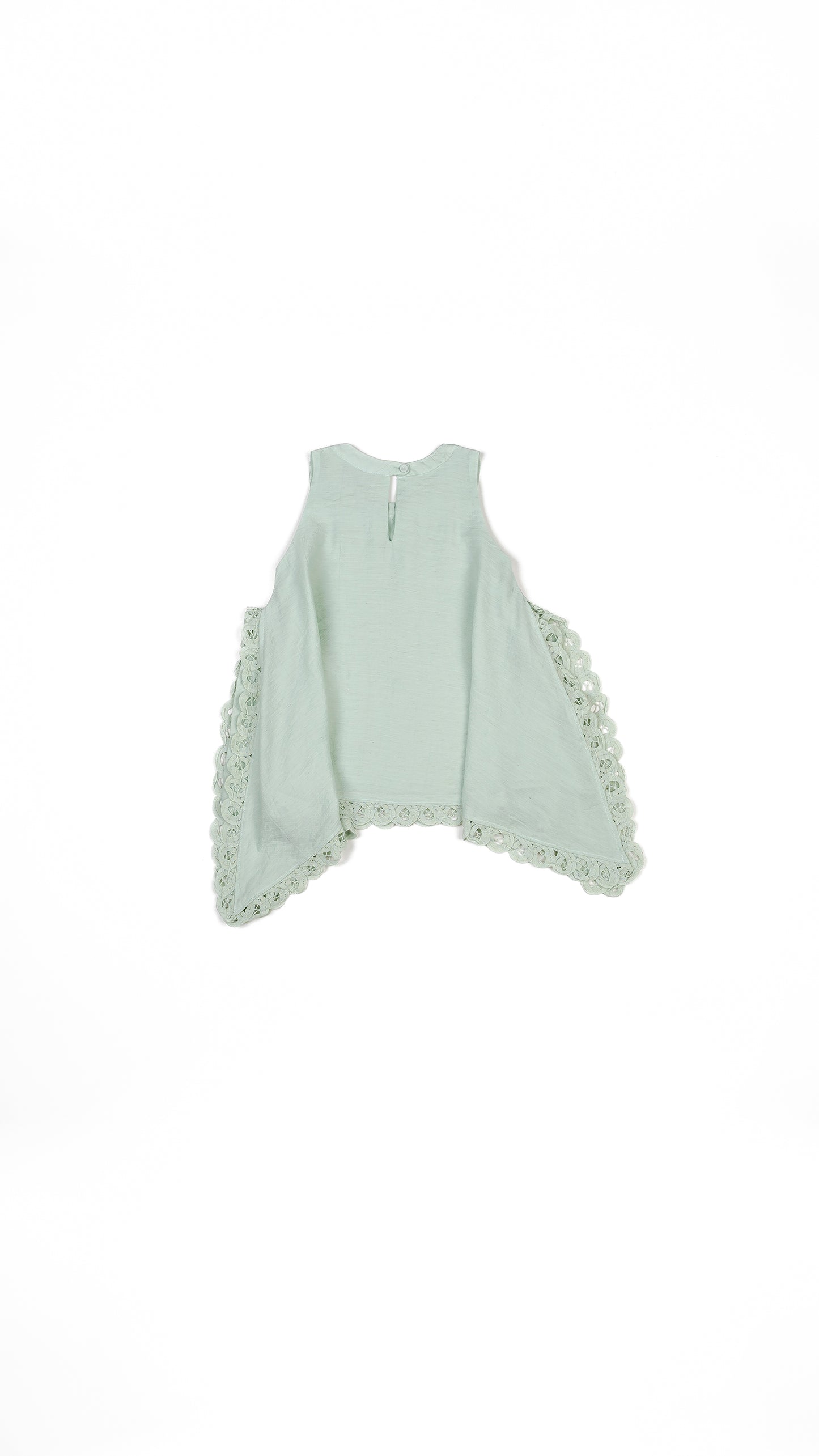 Pearls N' Shells Lace Detail Hanky Hem Top in Powder Blue