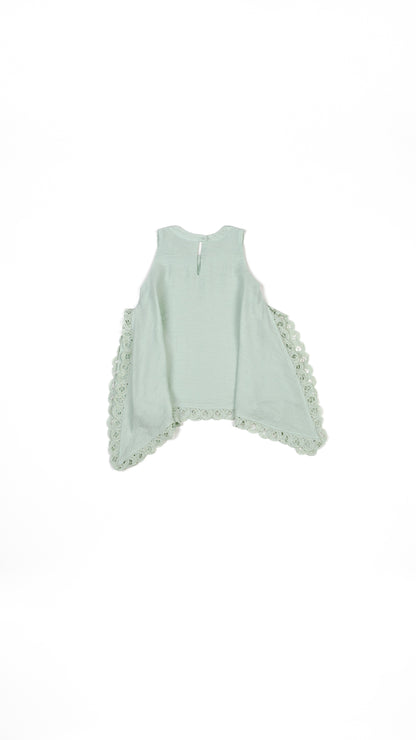 Pearls N' Shells Lace Detail Hanky Hem Top in Powder Blue