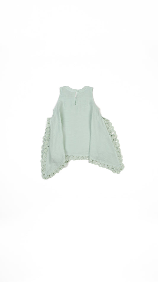 Pearls N' Shells Lace Detail Hanky Hem Top in Powder Blue