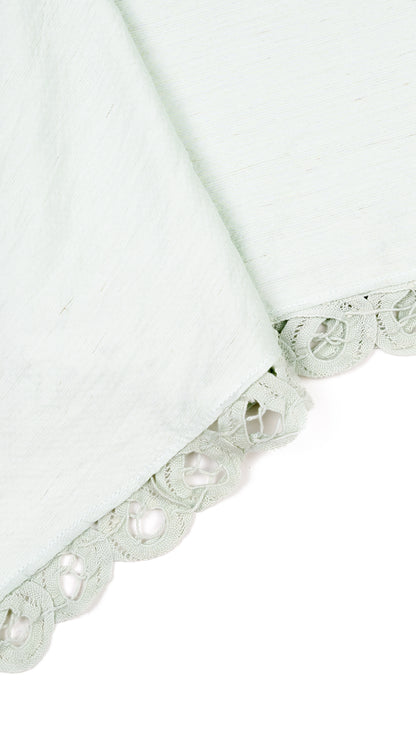 Pearls N' Shells Lace Detail Hanky Hem Top in Powder Blue
