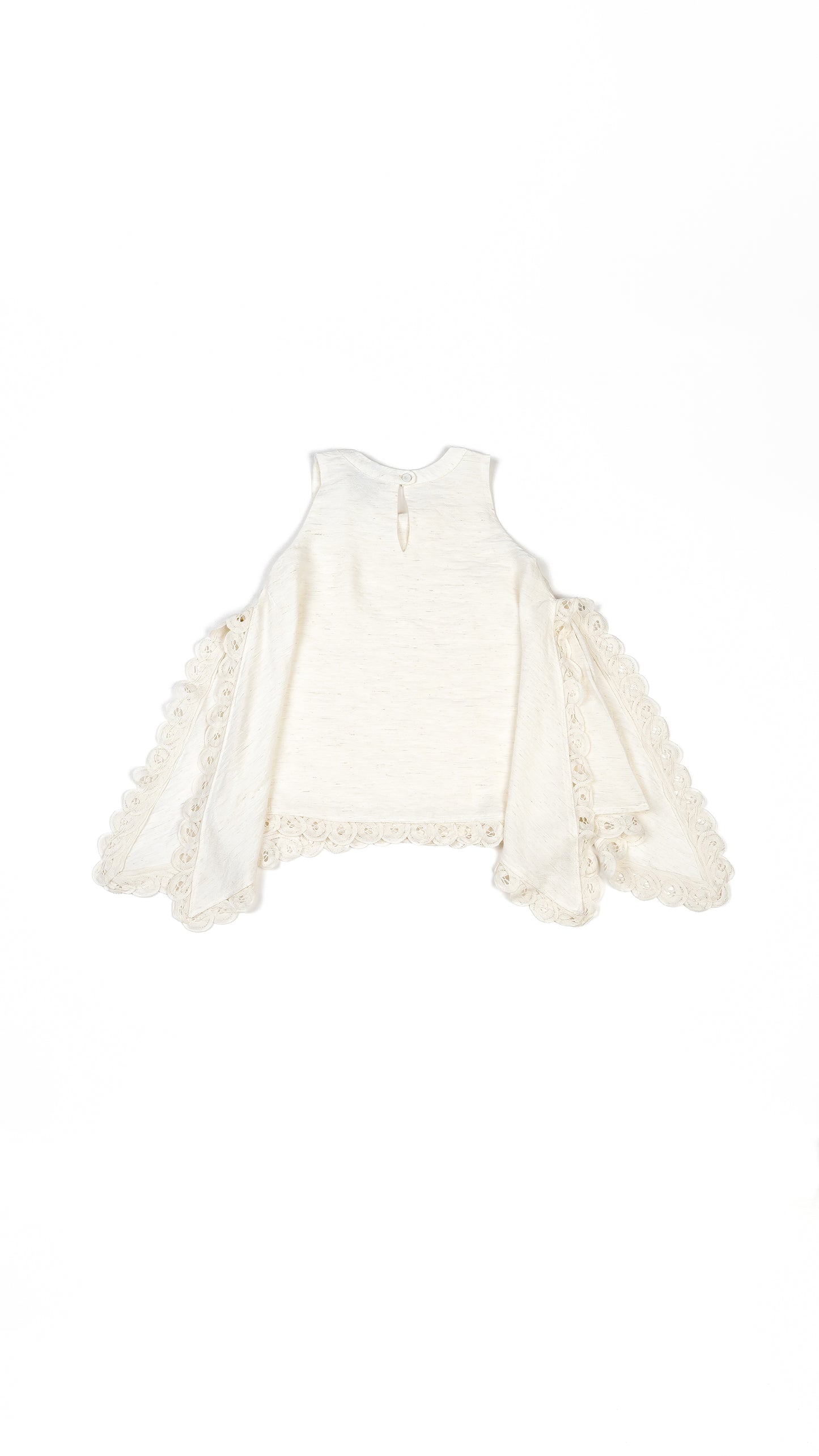 Pearls N' Shells Lace Detail Hanky Hem Top in Beige