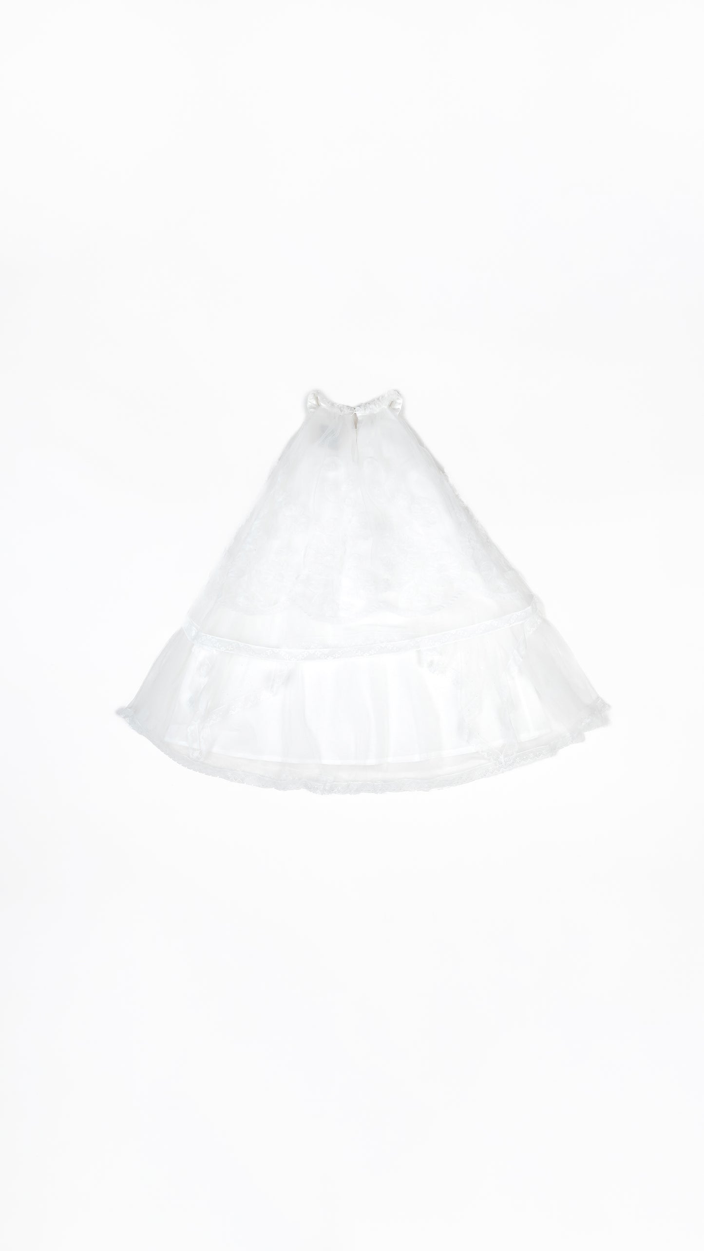 Floral Applique Hanky Hem Layered Tulle Dress