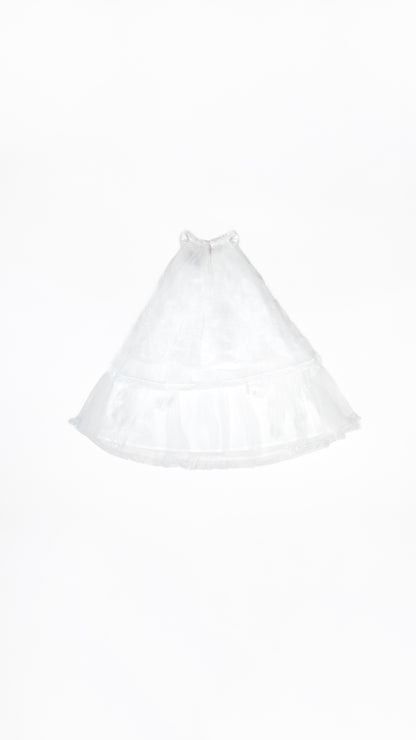 Floral Applique Hanky Hem Layered Tulle Dress