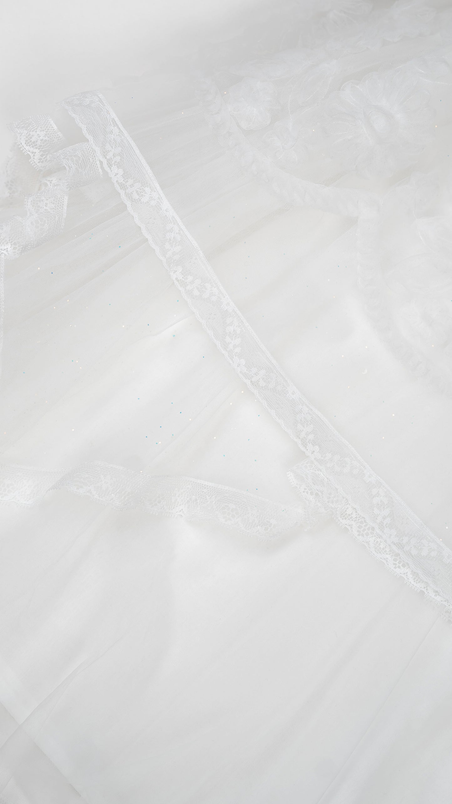 Floral Applique Hanky Hem Layered Tulle Dress