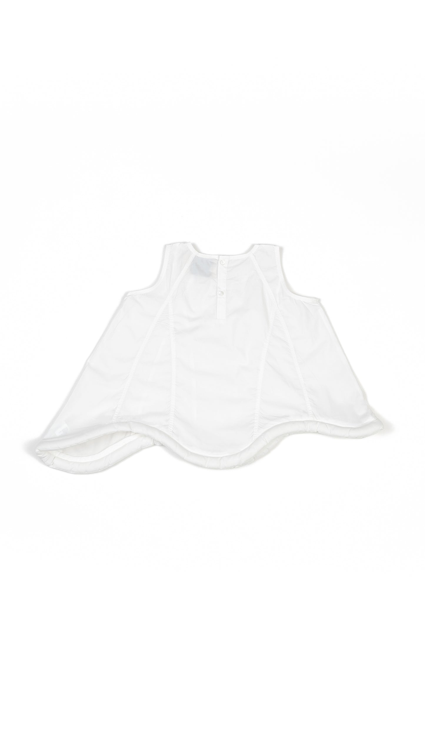 Paneled Trapeze Top with Padded Scallop Hem