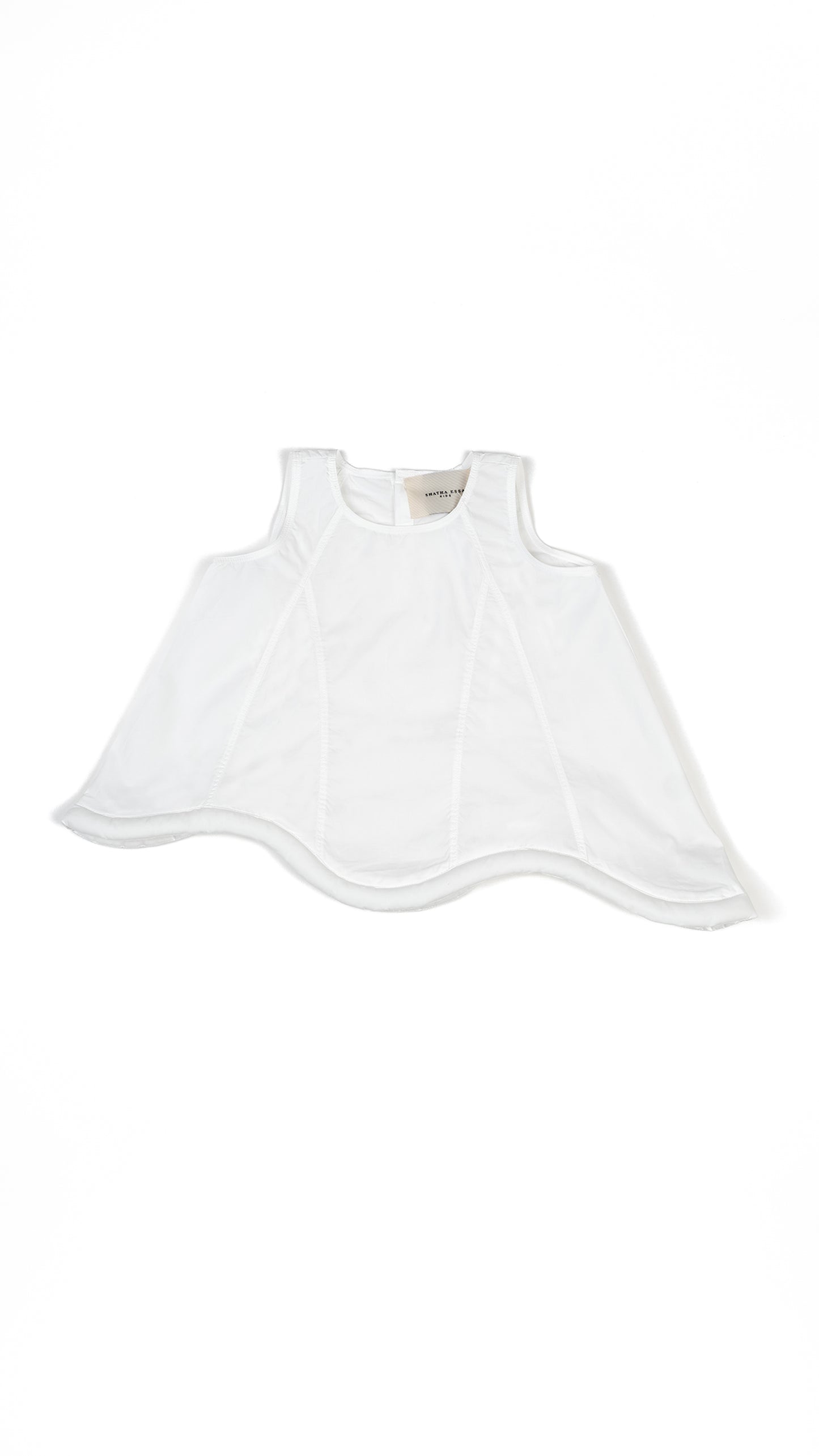 Paneled Trapeze Top with Padded Scallop Hem