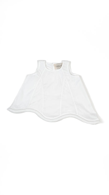 Paneled Trapeze Top with Padded Scallop Hem