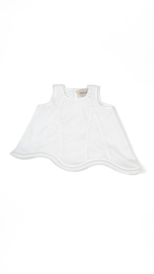 Paneled Trapeze Top with Padded Scallop Hem