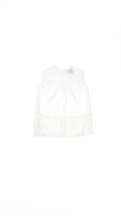 Embroidered Lace Layered Scallop Hem Top