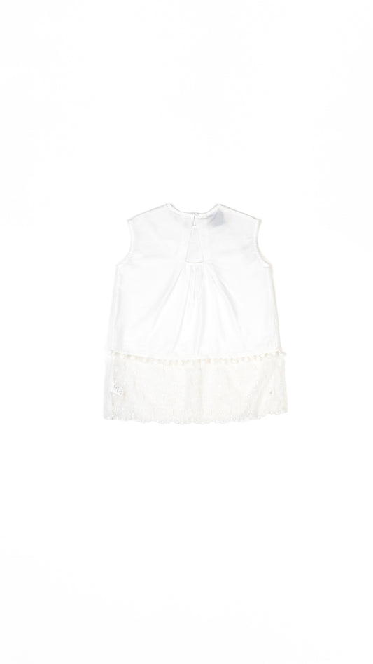 Embroidered Lace Layered Scallop Hem Top
