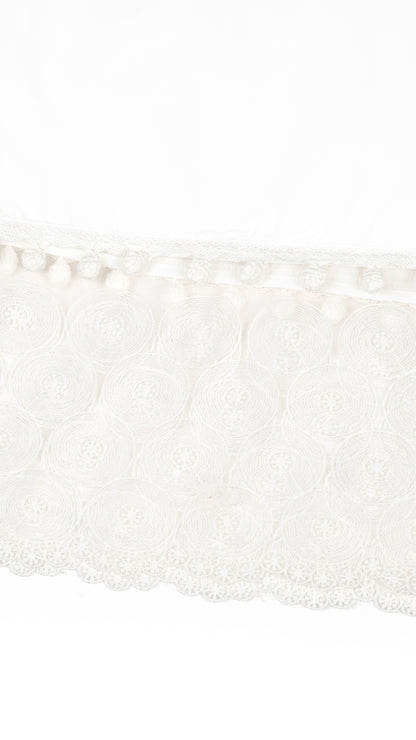 Embroidered Lace Layered Scallop Hem Top