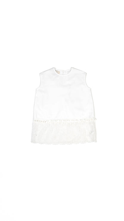 Embroidered Lace Layered Scallop Hem Top