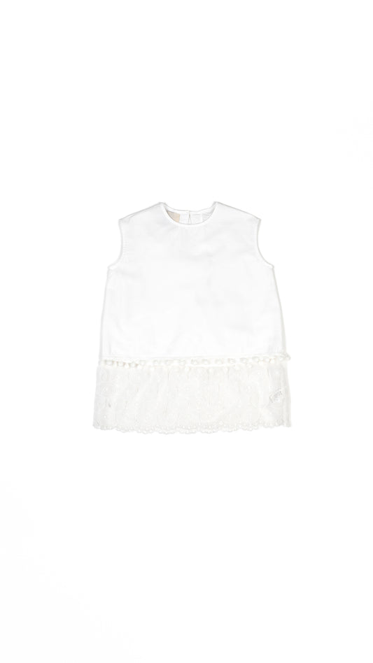 Embroidered Lace Layered Scallop Hem Top