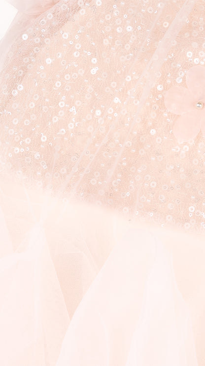 Sequin Embellished Tulle Godet Dress