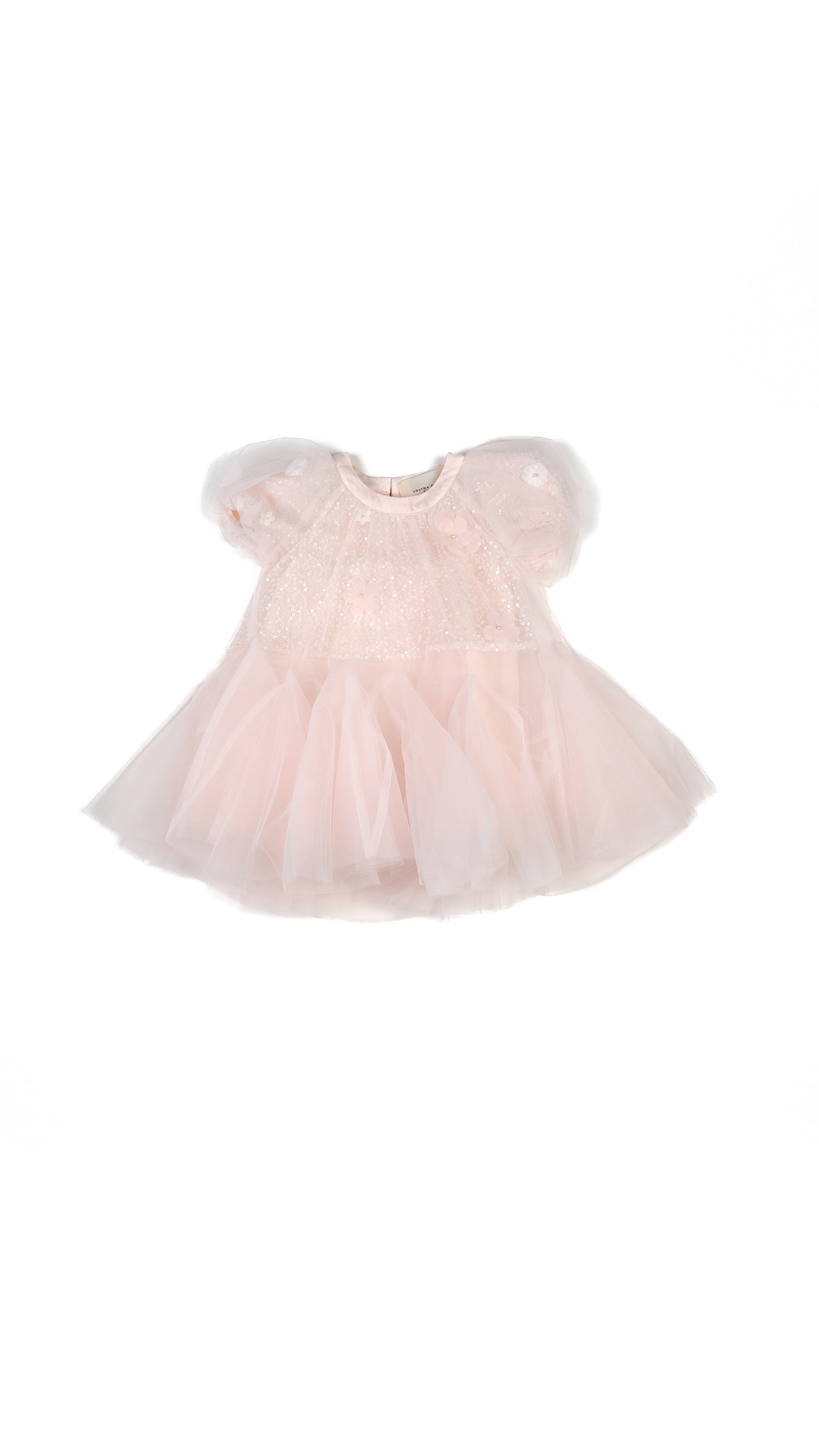 Sequin Embellished Tulle Godet Dress