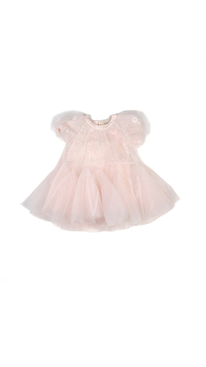 Sequin Embellished Tulle Godet Dress