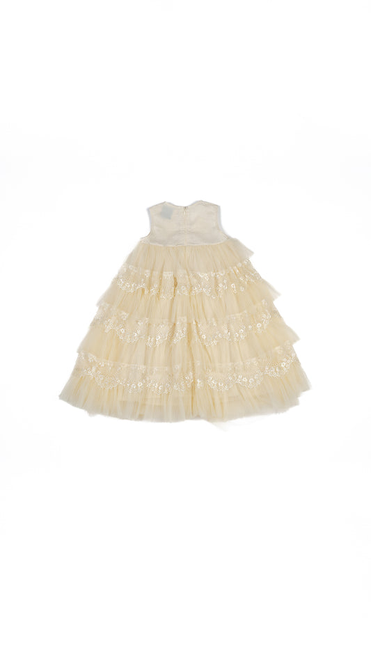 Pleated Tulle N' Lace Tiered Midi Dress