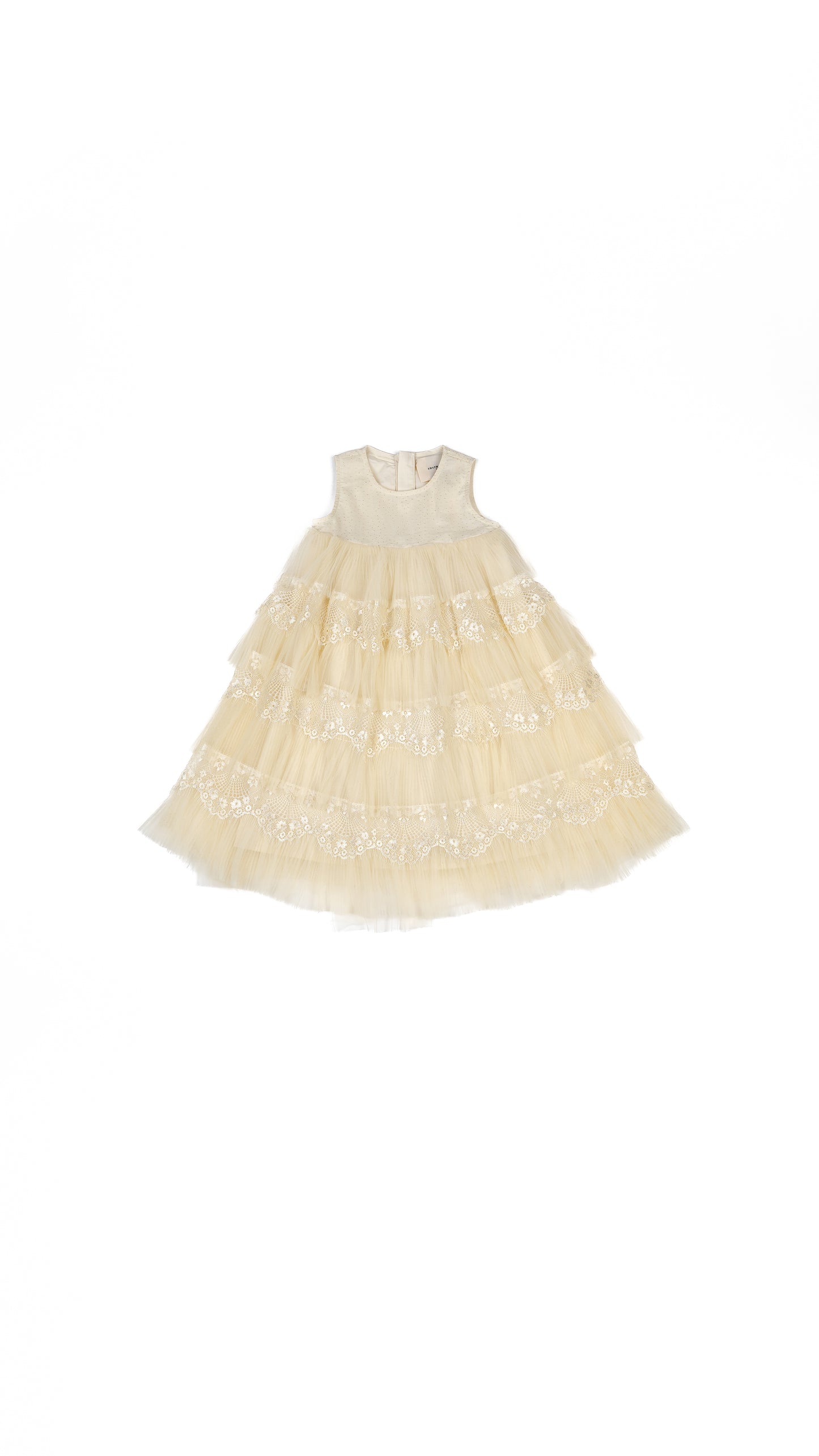 Pleated Tulle N' Lace Tiered Midi Dress