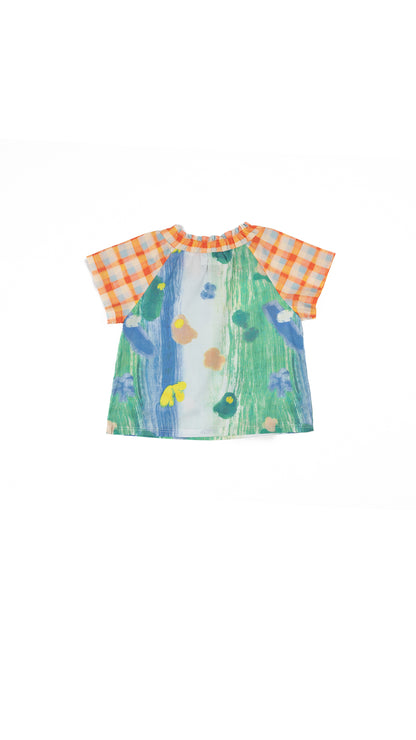 Abstract and Gingham Printed Top