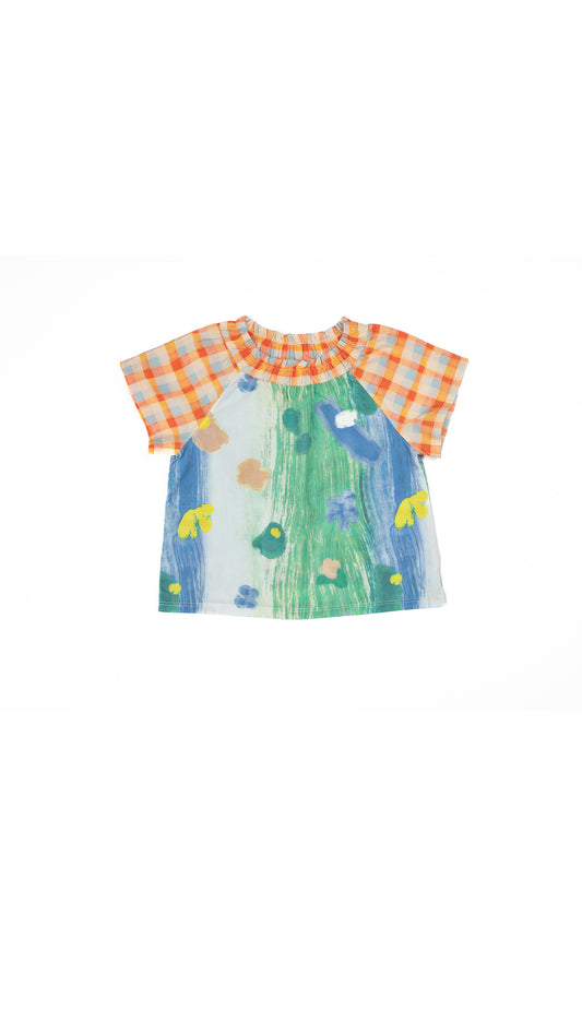 Abstract and Gingham Printed Top
