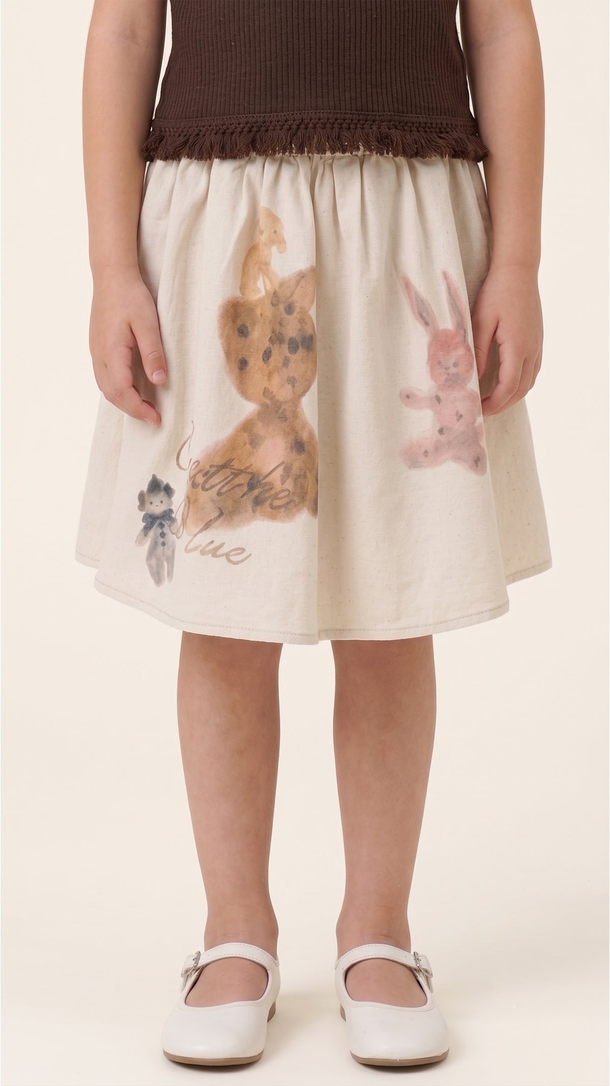 Illustrated Bunny Printed Skirt