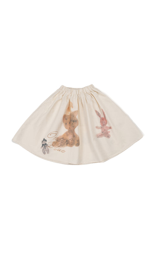 Illustrated Bunny Printed Skirt