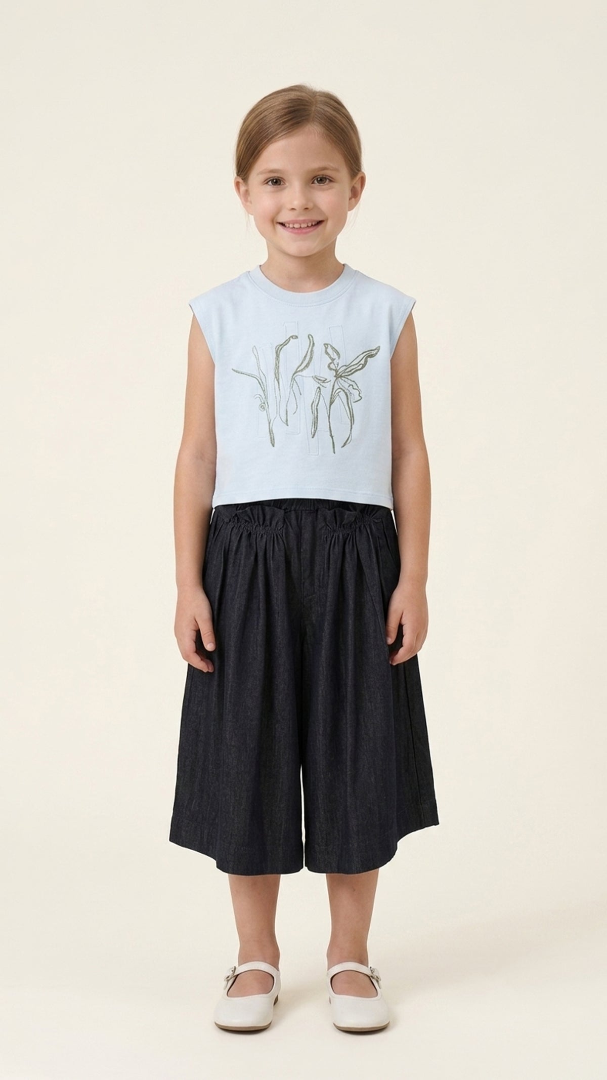 Ruffle Pockets Wide Leg Pants