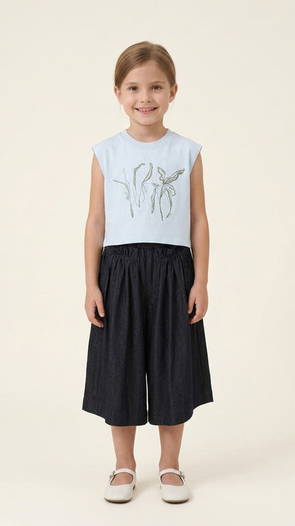 Ruffle Pockets Wide Leg Pants
