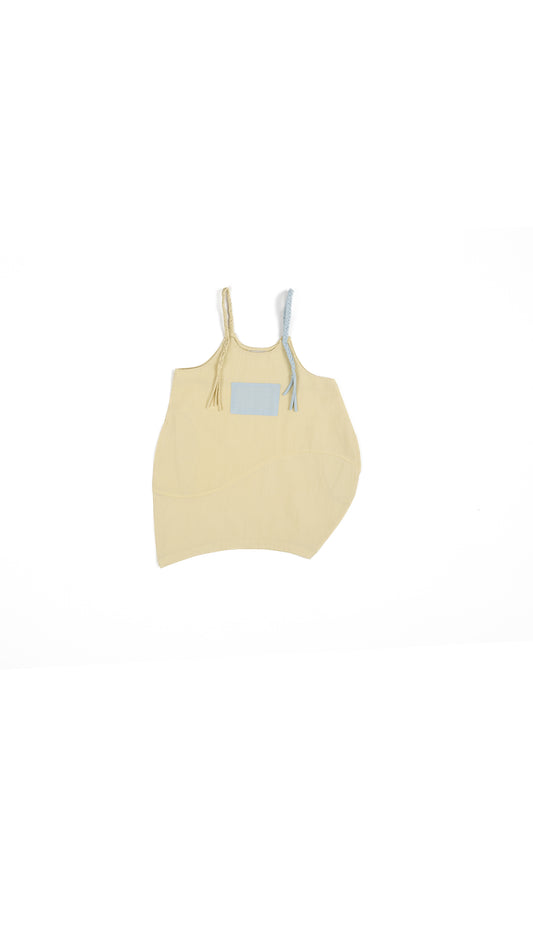 Braided Strap Detail Apron Dress in Yellow