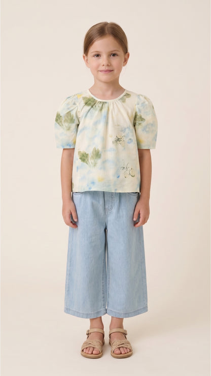 Botanical Print Puff Sleeve Top