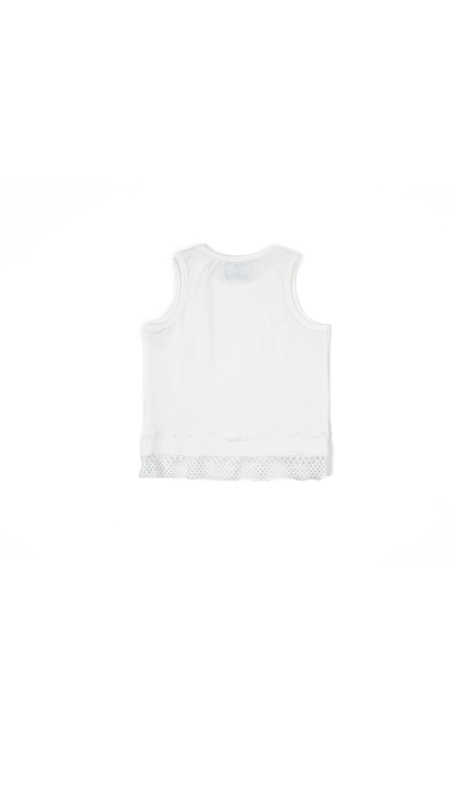 Bow and Lace Detail Tank Top in White