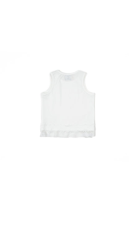 Bow and Lace Detail Tank Top in White