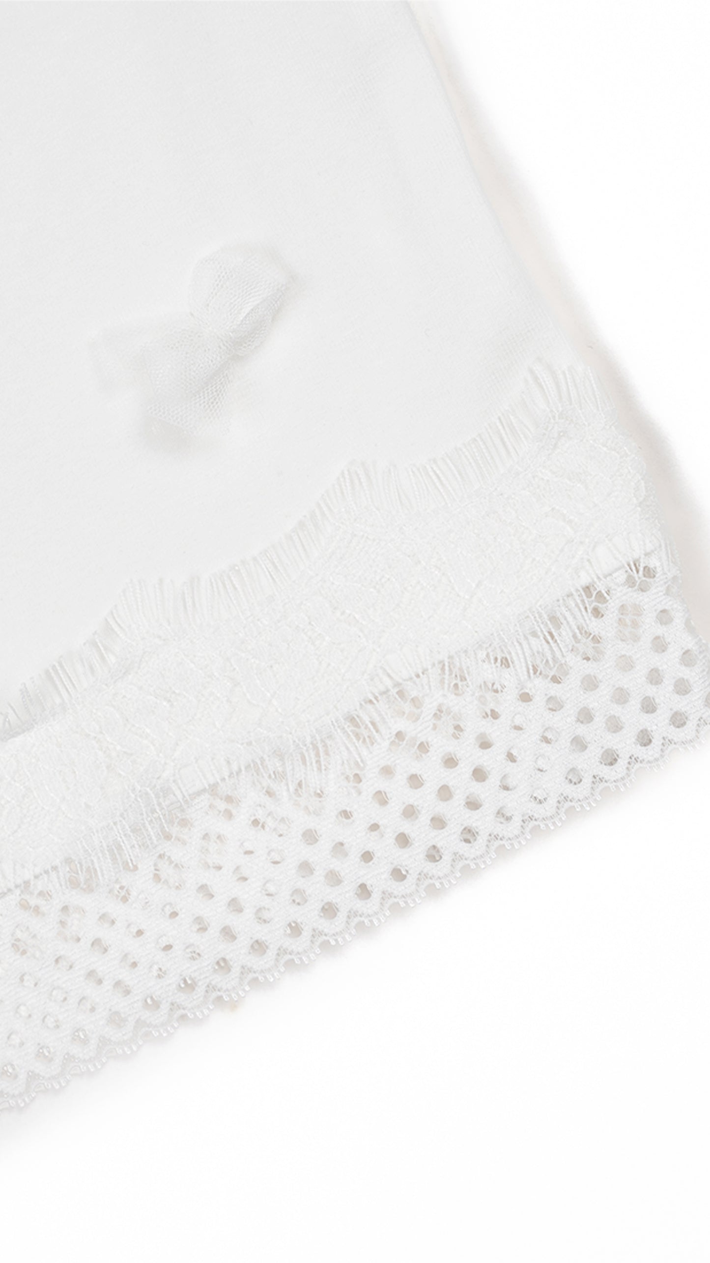 Bow and Lace Detail Tank Top in White