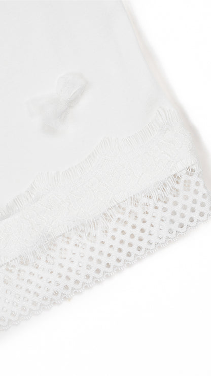 Bow and Lace Detail Tank Top in White