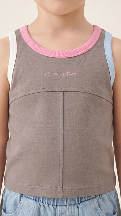 Ribbed Color-Block Detail Tank Top