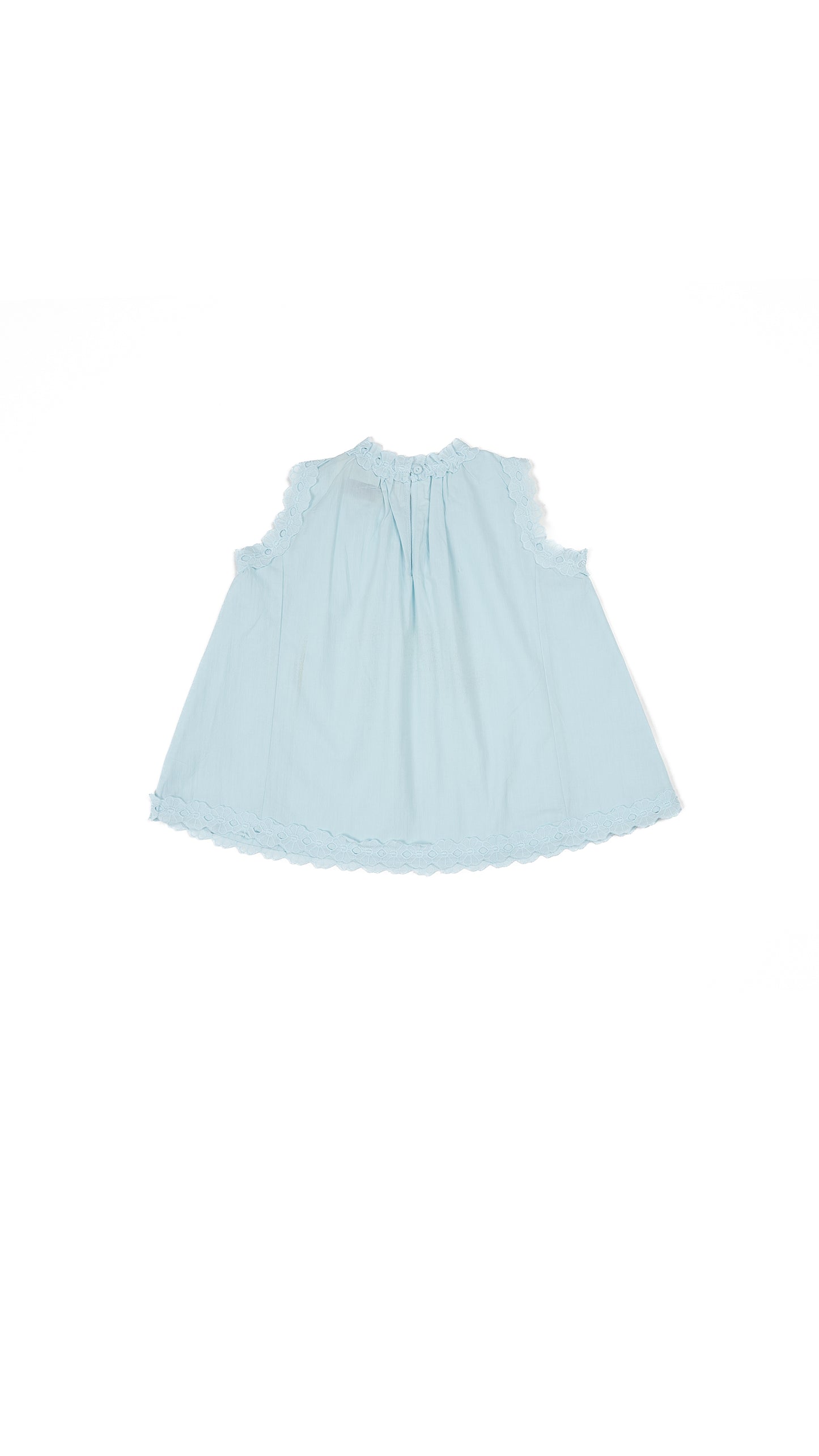 Floral Lace Trim Top & Skirt Set in Sky Blue