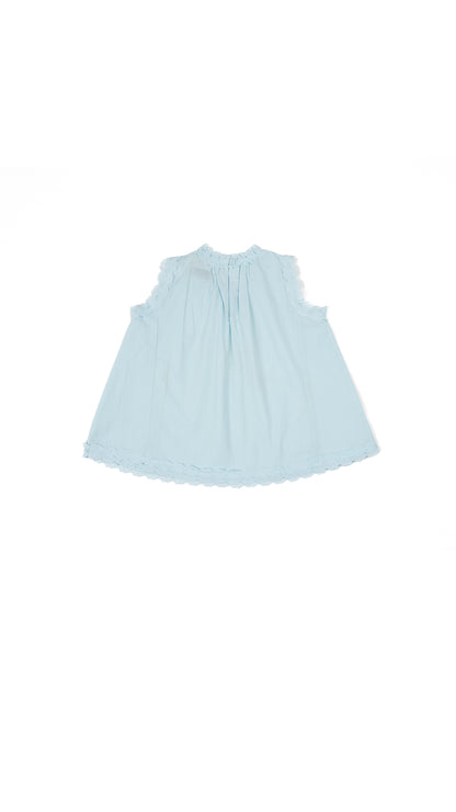 Floral Lace Trim Top & Skirt Set in Sky Blue