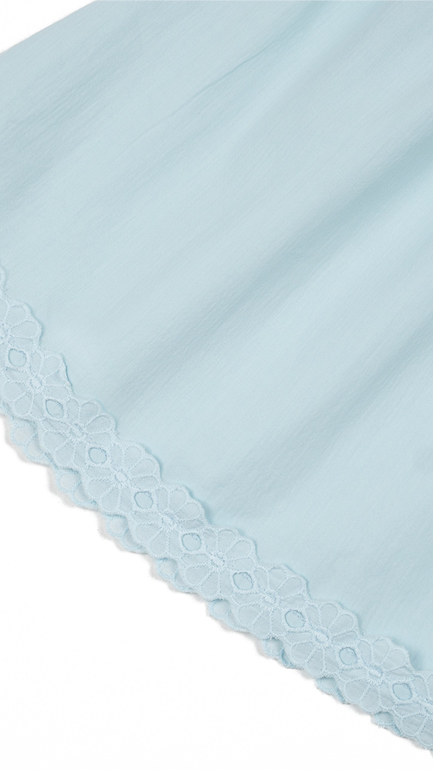 Floral Lace Trim Top & Skirt Set in Sky Blue