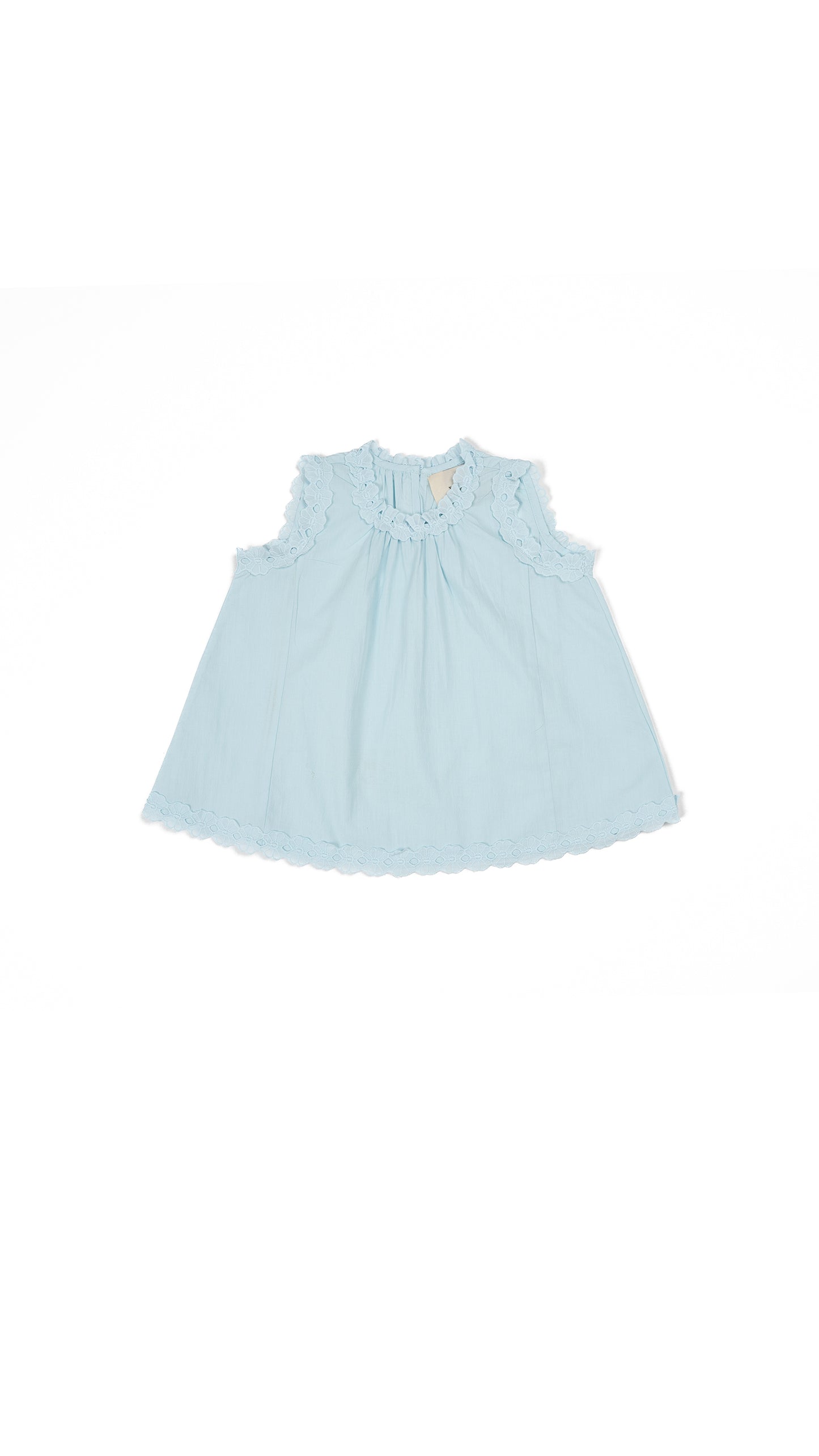 Floral Lace Trim Top & Skirt Set in Sky Blue