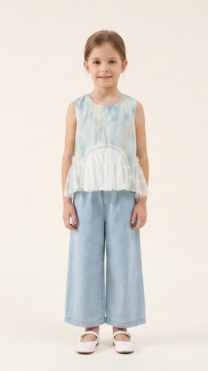 Tulle Godet Detail Trapeze Top