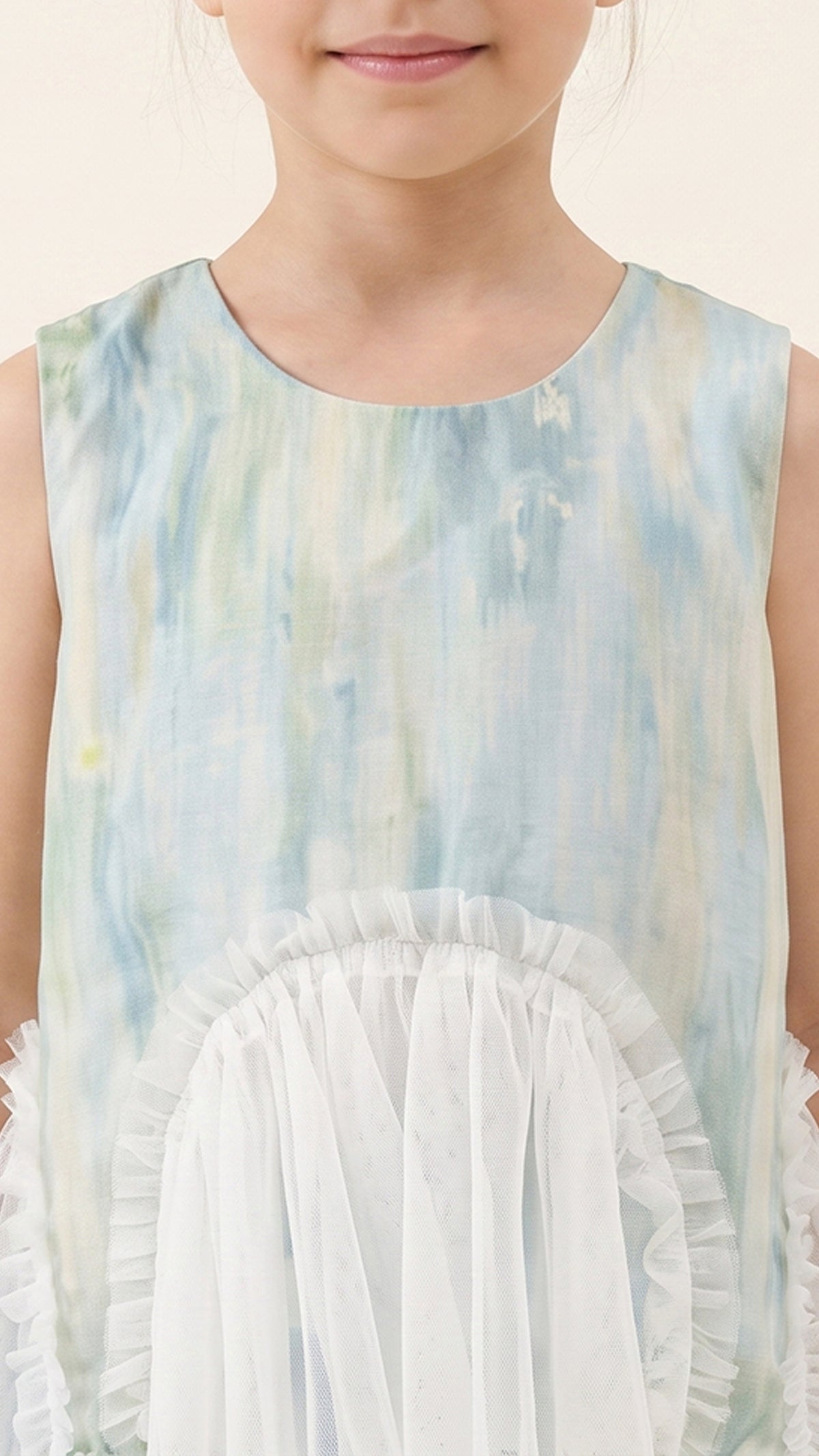 Tulle Godet Detail Trapeze Top