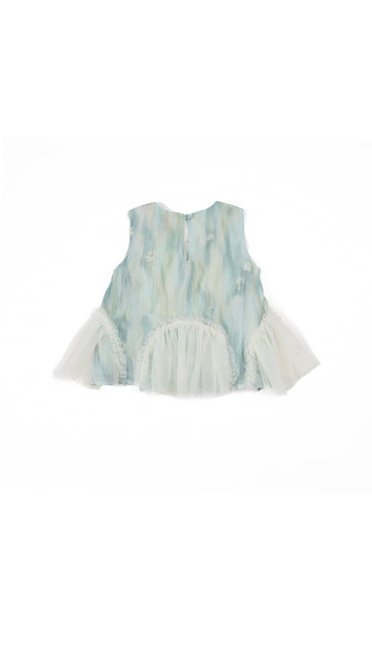 Tulle Godet Detail Trapeze Top