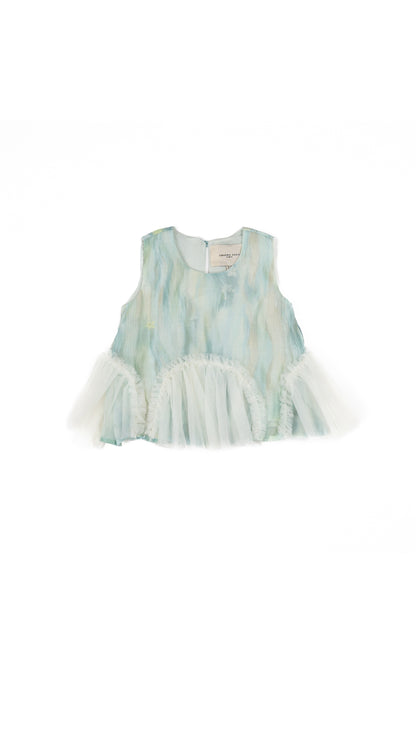 Tulle Godet Detail Trapeze Top