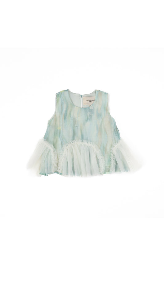 Tulle Godet Detail Trapeze Top