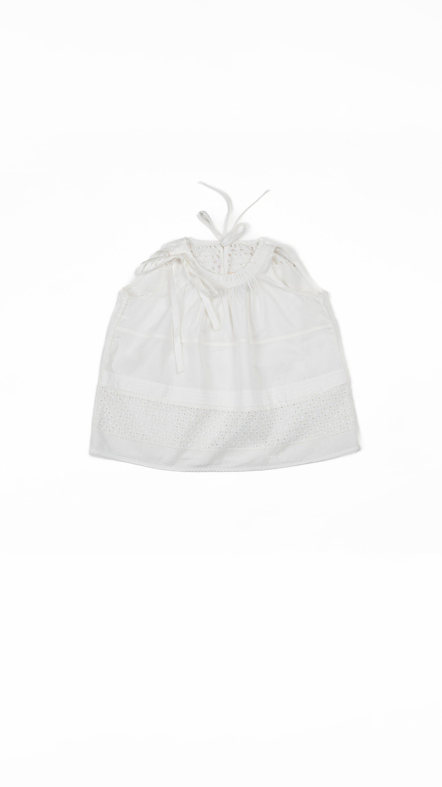Eyelet Lace Tie-Up Detail Top