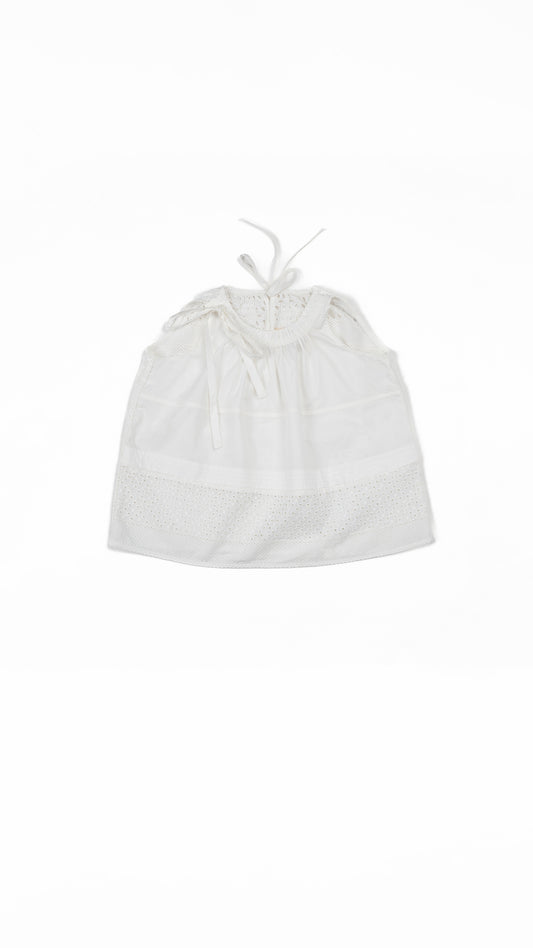 Eyelet Lace Tie-Up Detail Top