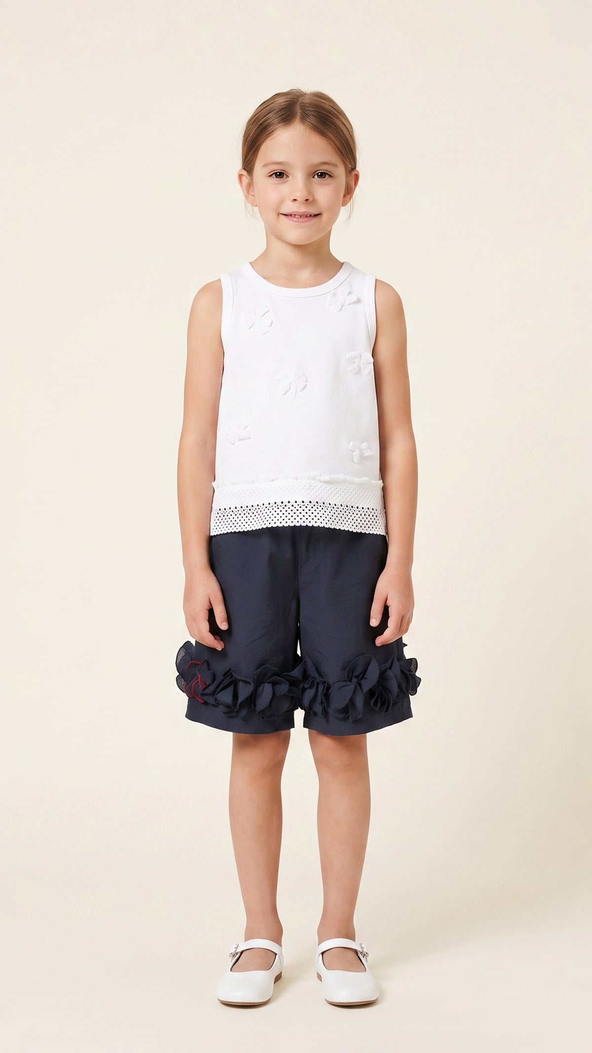 Ruffle-Hem Wide Leg Shorts