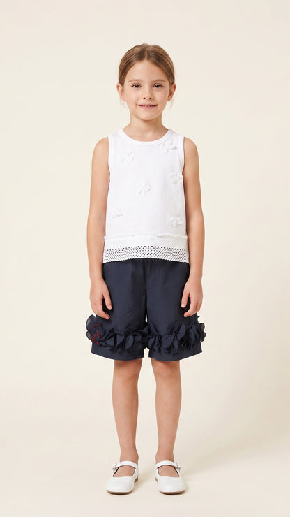 Ruffle-Hem Wide Leg Shorts