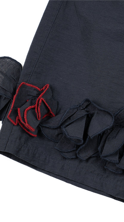 Ruffle-Hem Wide Leg Shorts