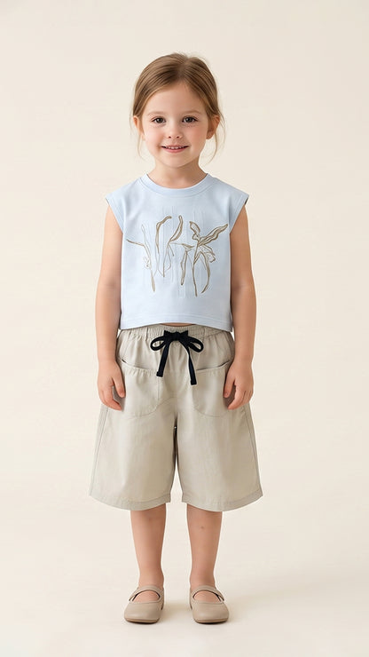 Embroidered Line-Art Muscle Tee